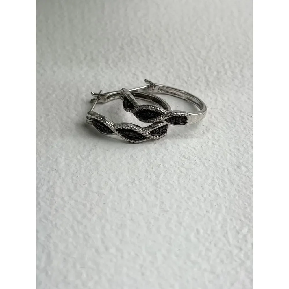 Yin-Yang 925 Sterling Silver Black Onyx Tiny Stones Earrings
